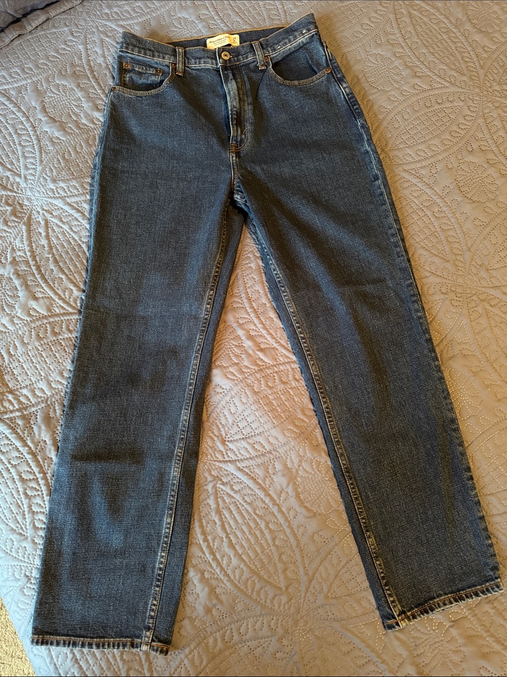Abercrombie & Fitch Dark Indigo The Ankle Straight Ultra High Rise Jeans